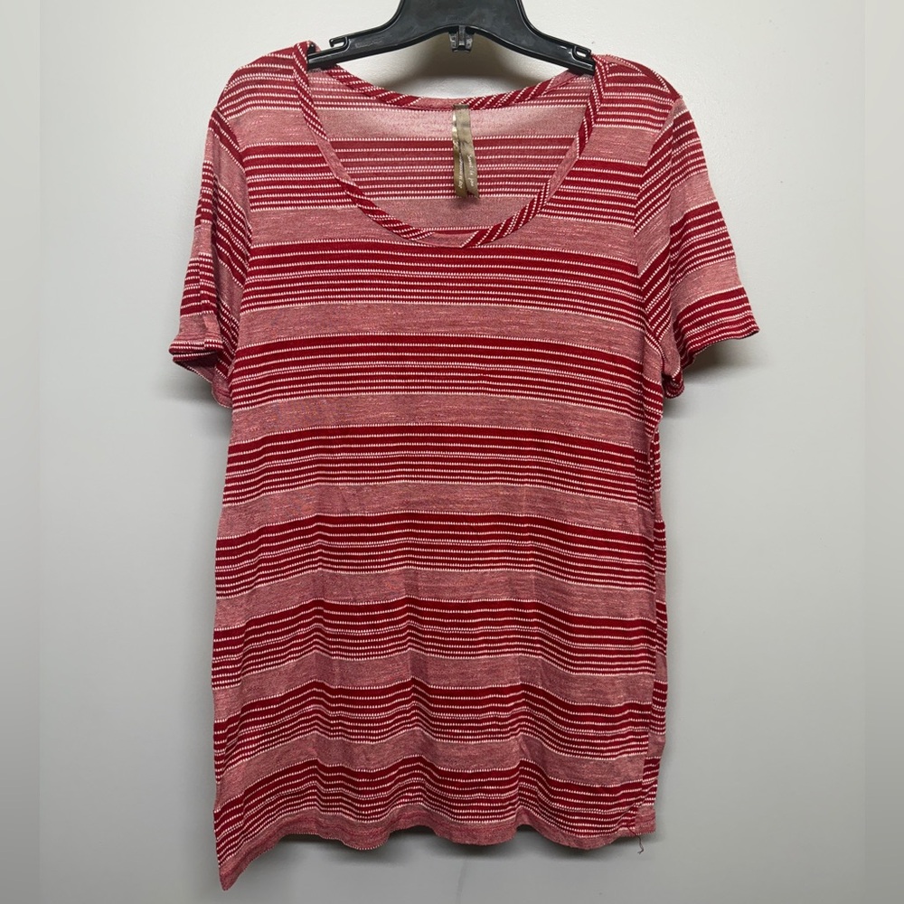 Penningtons Red Striped Short Sleeve Top SIZE XL
